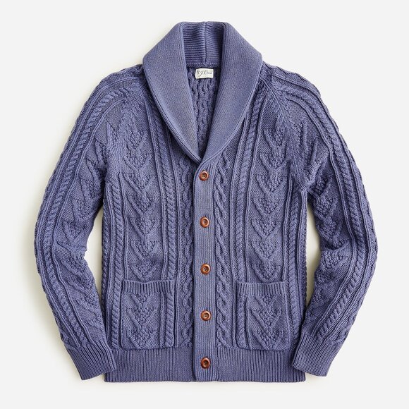 NWOT J. Crew Men Size Small 100% Cotton Cable Knit Shawl Collar Cardigan Sweater - Picture 1 of 4